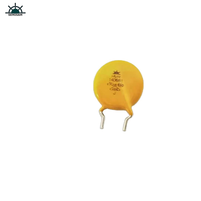 ODM OEM จีน Surge Arrester อุปกรณ์ป้องกันสีเหลืองอีพ็อกซี่เรซิ่นเส้นผ่าศูนย์กลาง 14 มิลลิเมตร 14D681 สังกะสีออกไซด์ Varistor ต้านทาน